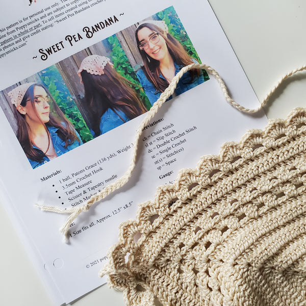 Sweet Pea Bandana ~ PDF Crochet Pattern